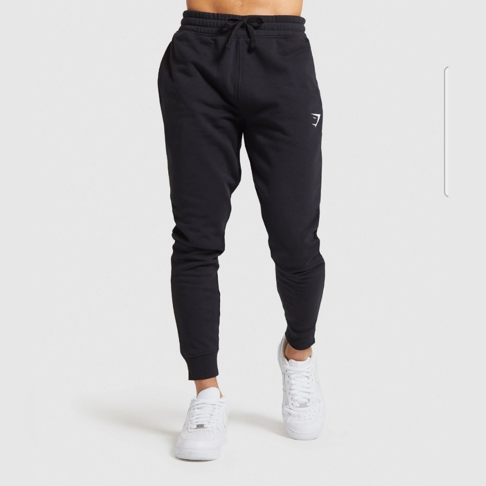 Gymshark Crest Black Drawstring Joggers